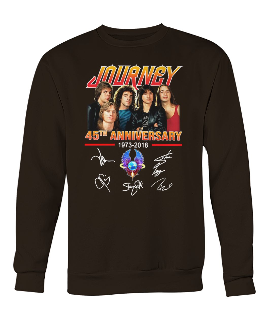 Journey 45th anniversary 1973 2018 signatures crew neck sweatshirt
