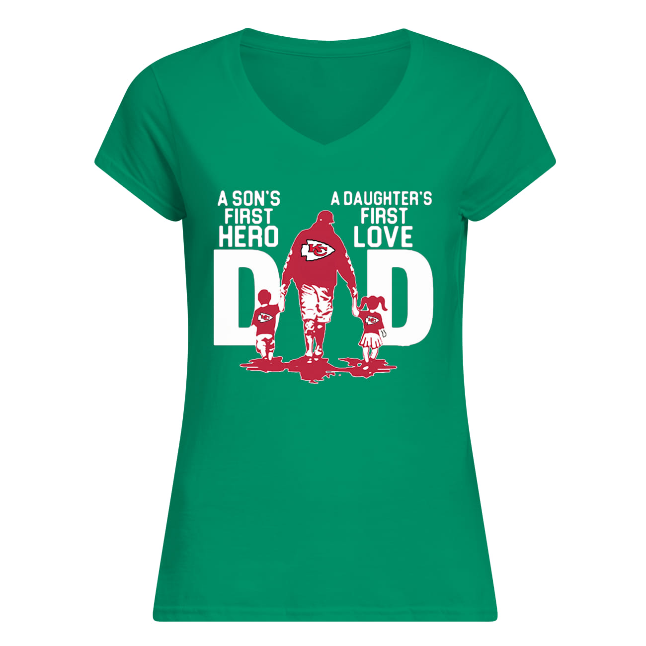 Kansas city chiefs dad a son's first hero a daughter's first love lady v-neck