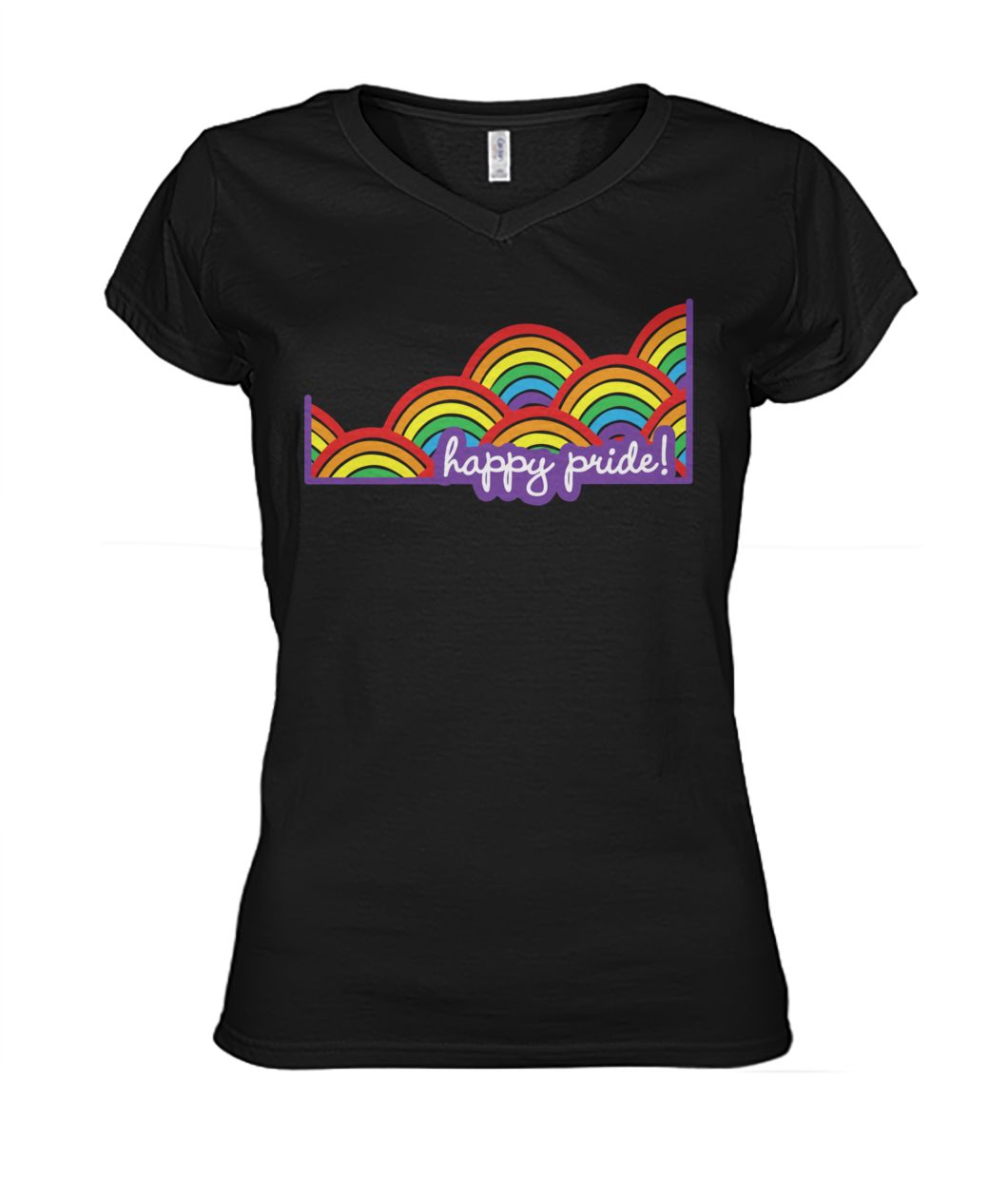 LGBT happy pride rainbow flag women's v-neck