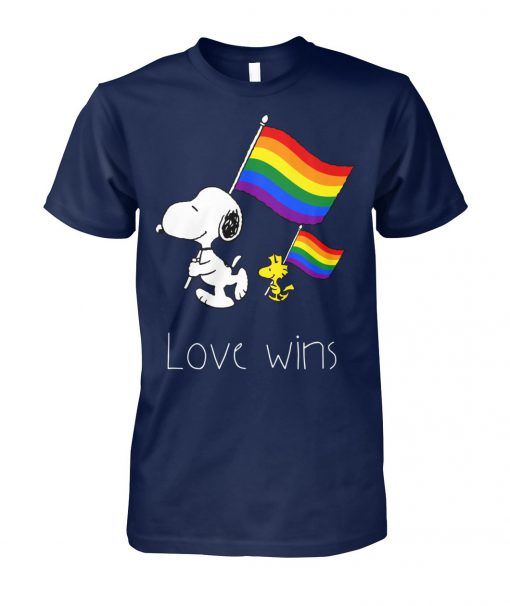 LGBT snoopy and woodstock love wins unisex cotton tee