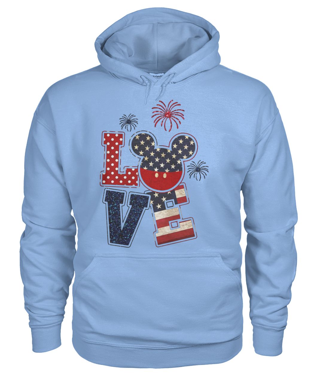 Love mickey mouse american flag 4th of july gildan hoodie