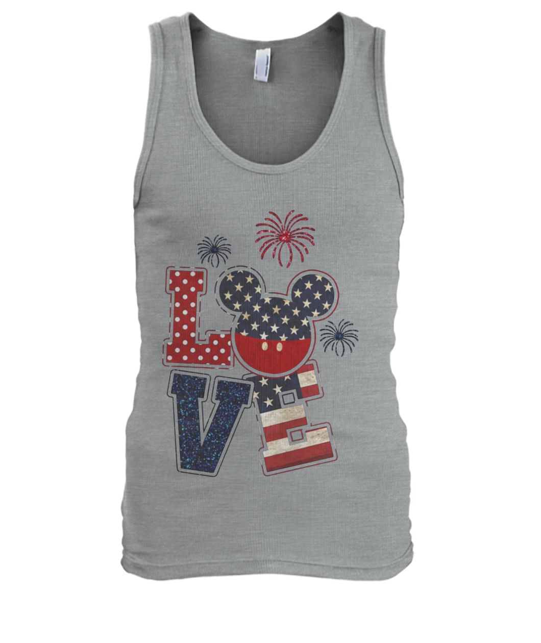 Love mickey mouse american flag 4th of july men's tank top