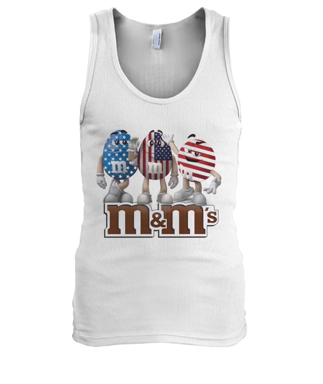 M and M's american flag 4th of july men's tank top