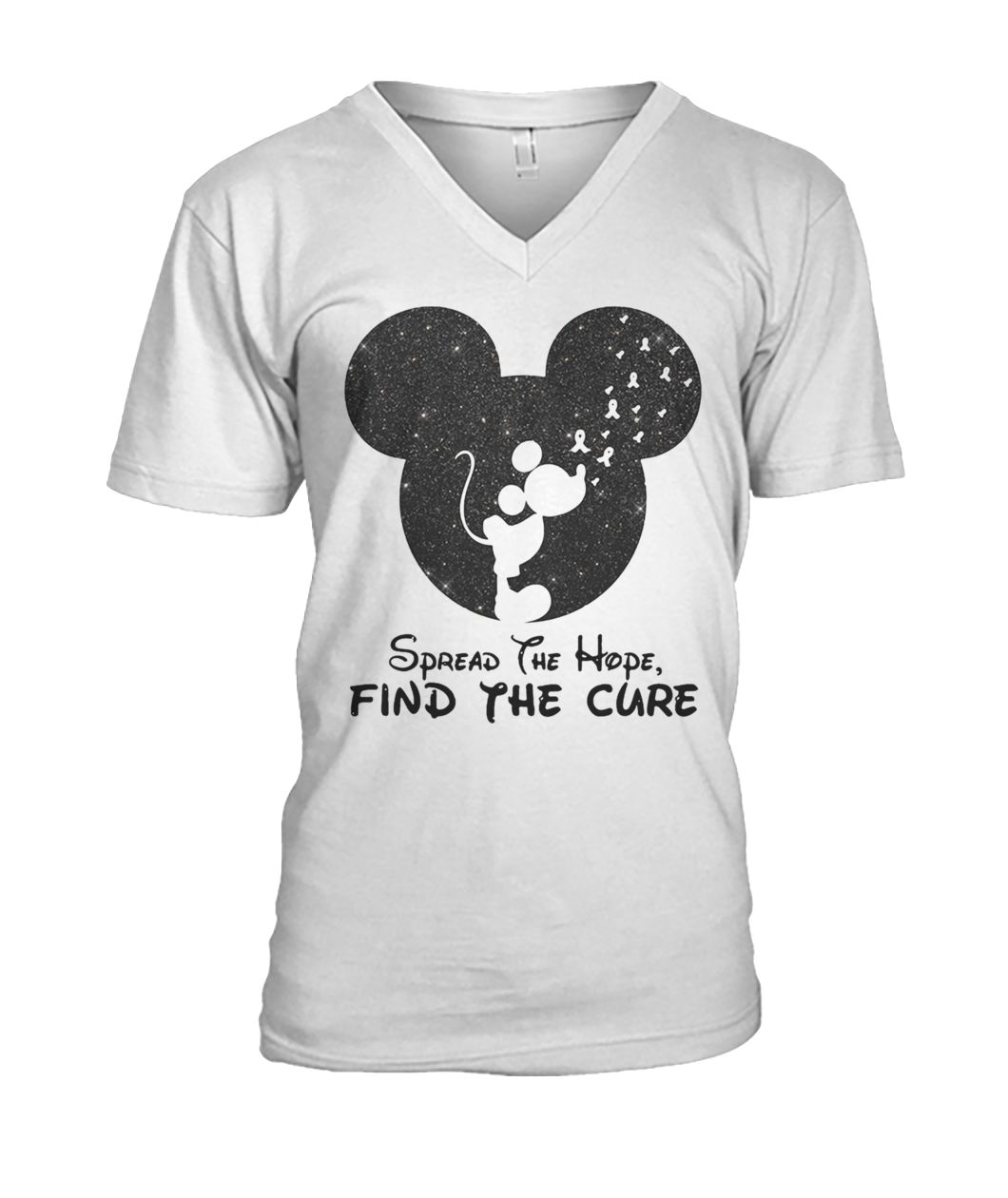 Mickey mouse spread the find the cure breast cancer awareness mens v-neck