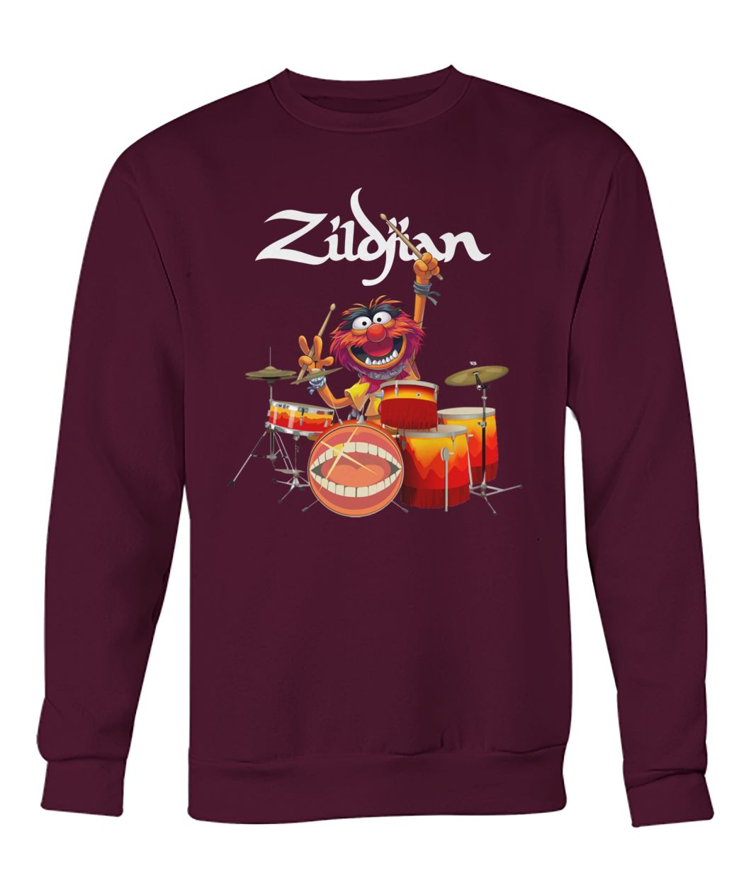 Muppets animal drummer zildjian crew neck sweatshirt