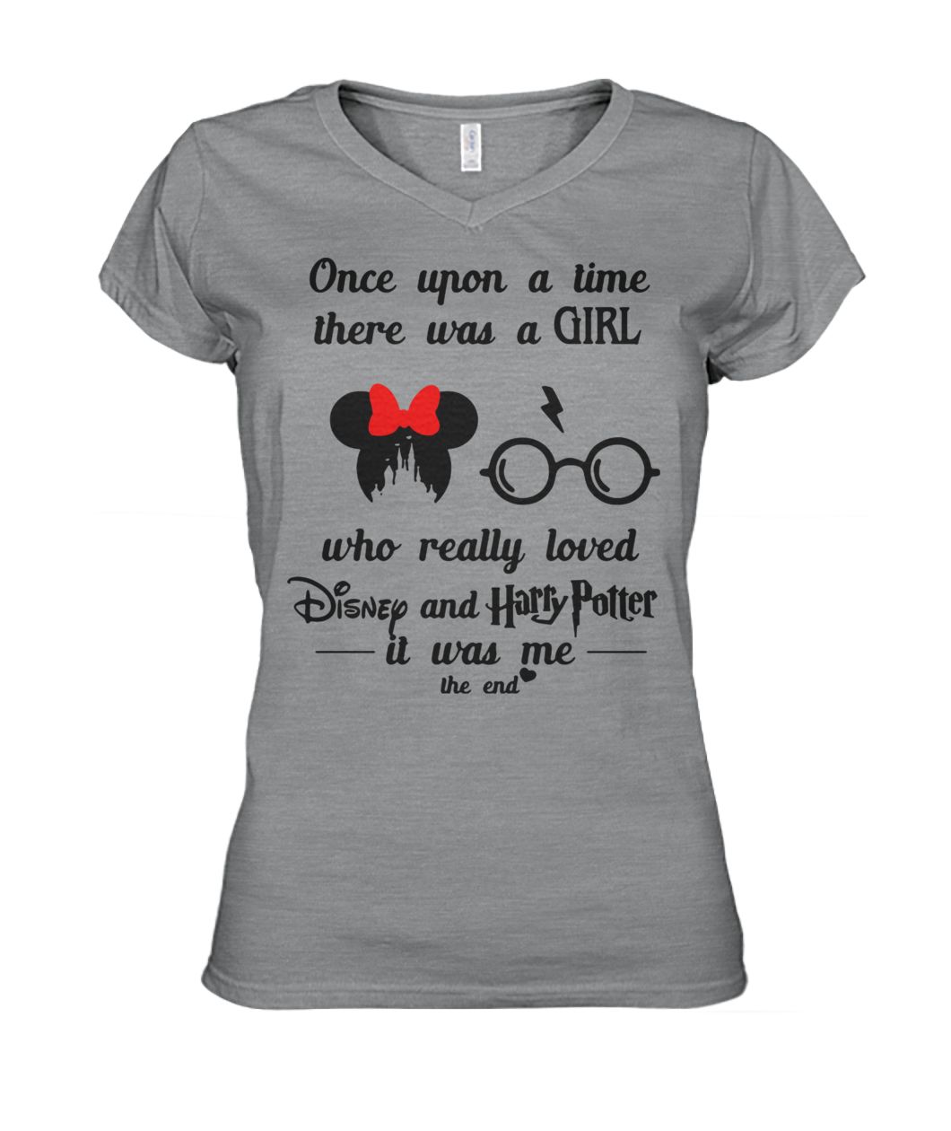 Once upon a time there was a girl who really loved disney and harry potter it was me the end women's v-neck