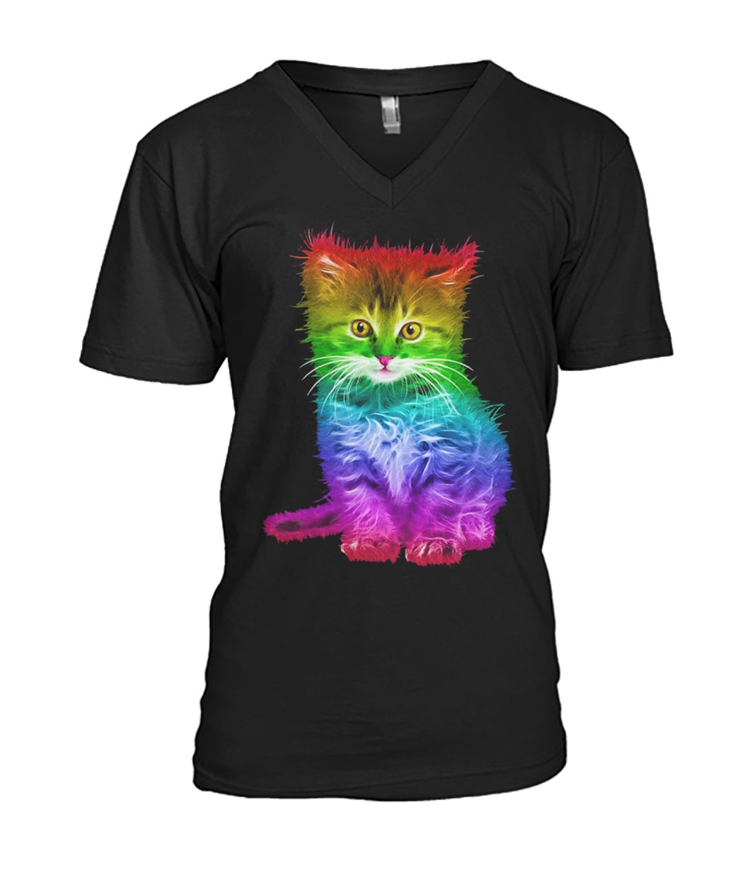 Rainbow cat lgbt gay pride awareness mens v-neck