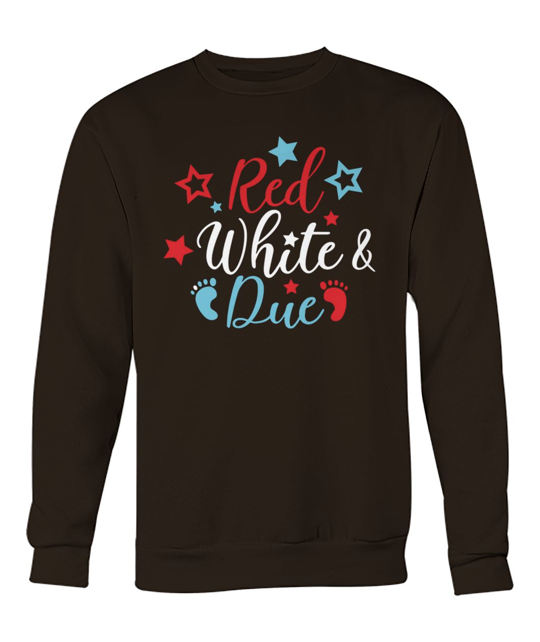 Red white and due pregnancy announcement crew neck sweatshirt