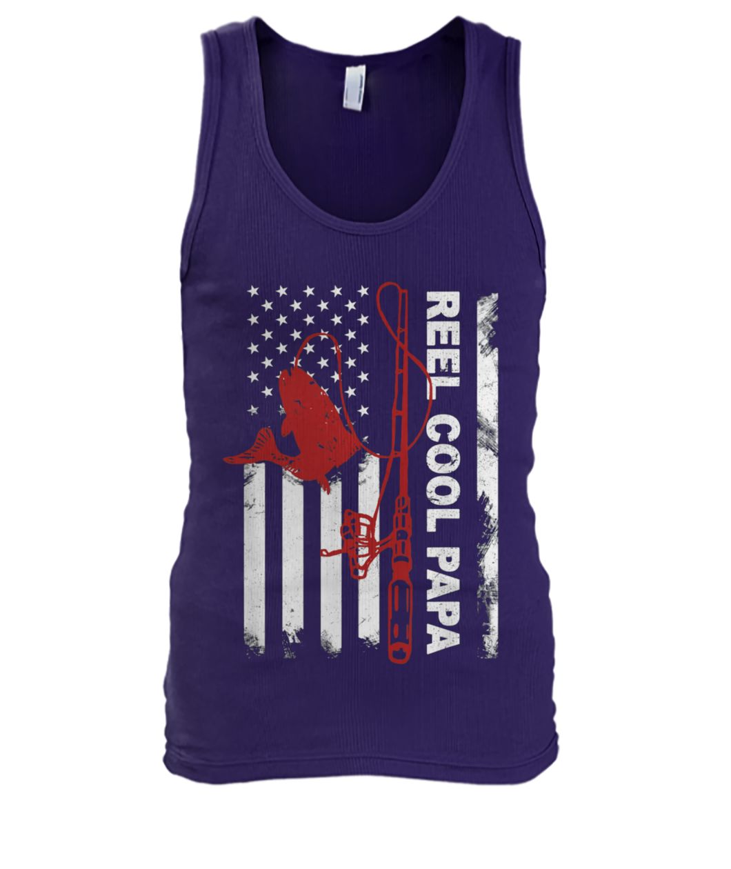 Reel cool dad american flag fishing father's day men's tank top