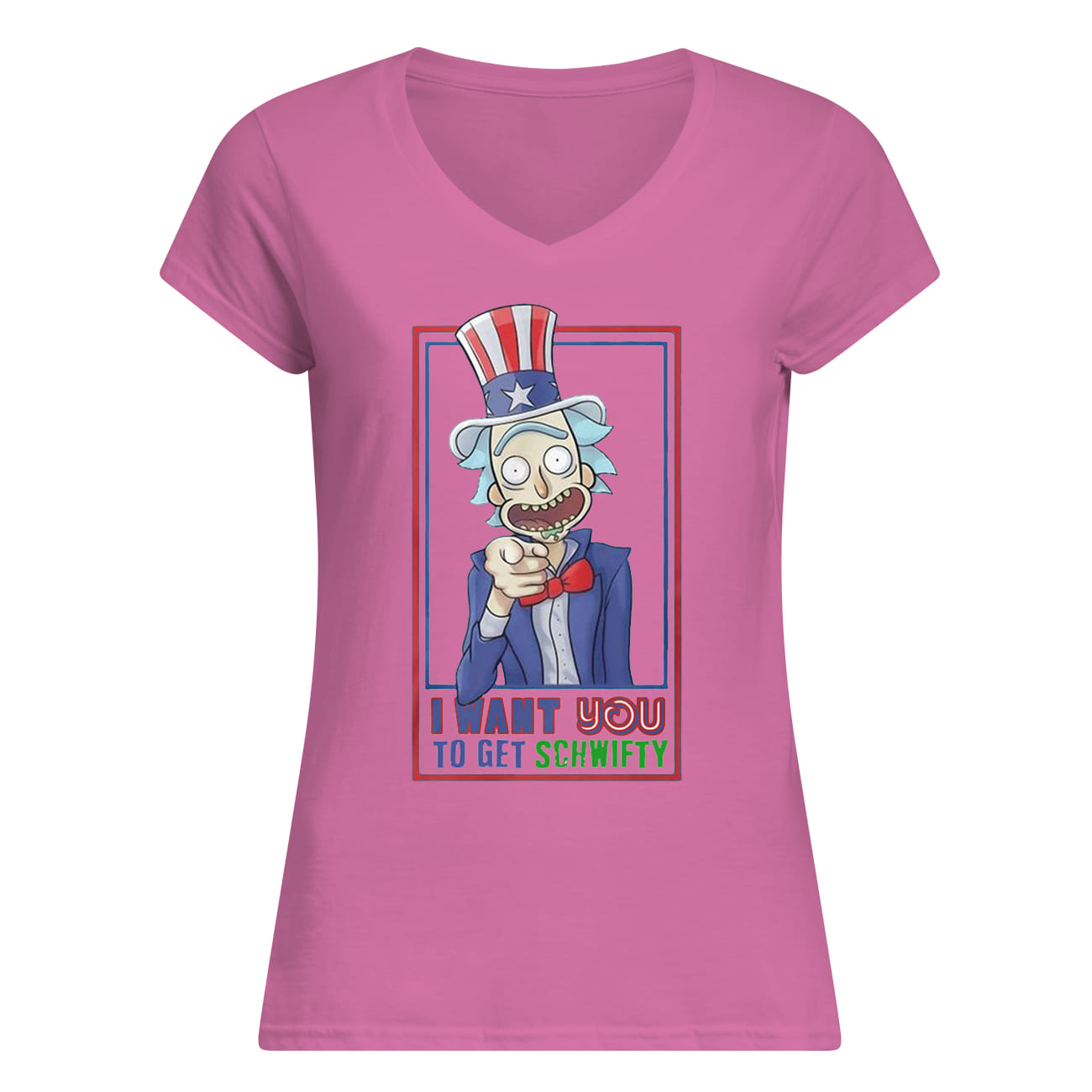 Rick and morty uncle rick I want you to get schwifty lady v-neck
