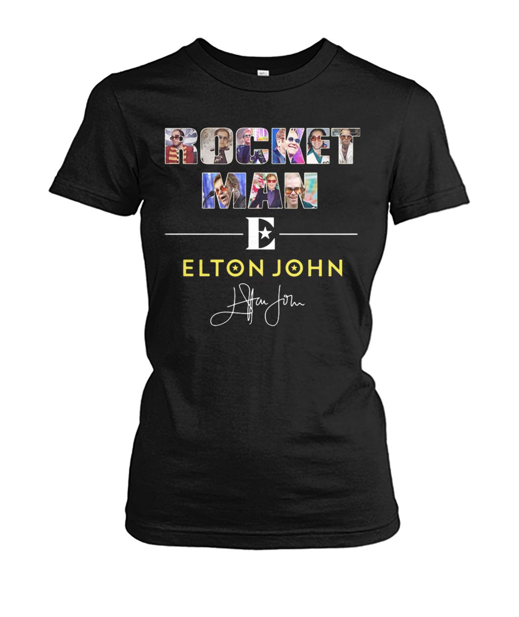 Rocket man elton john signature women's crew tee