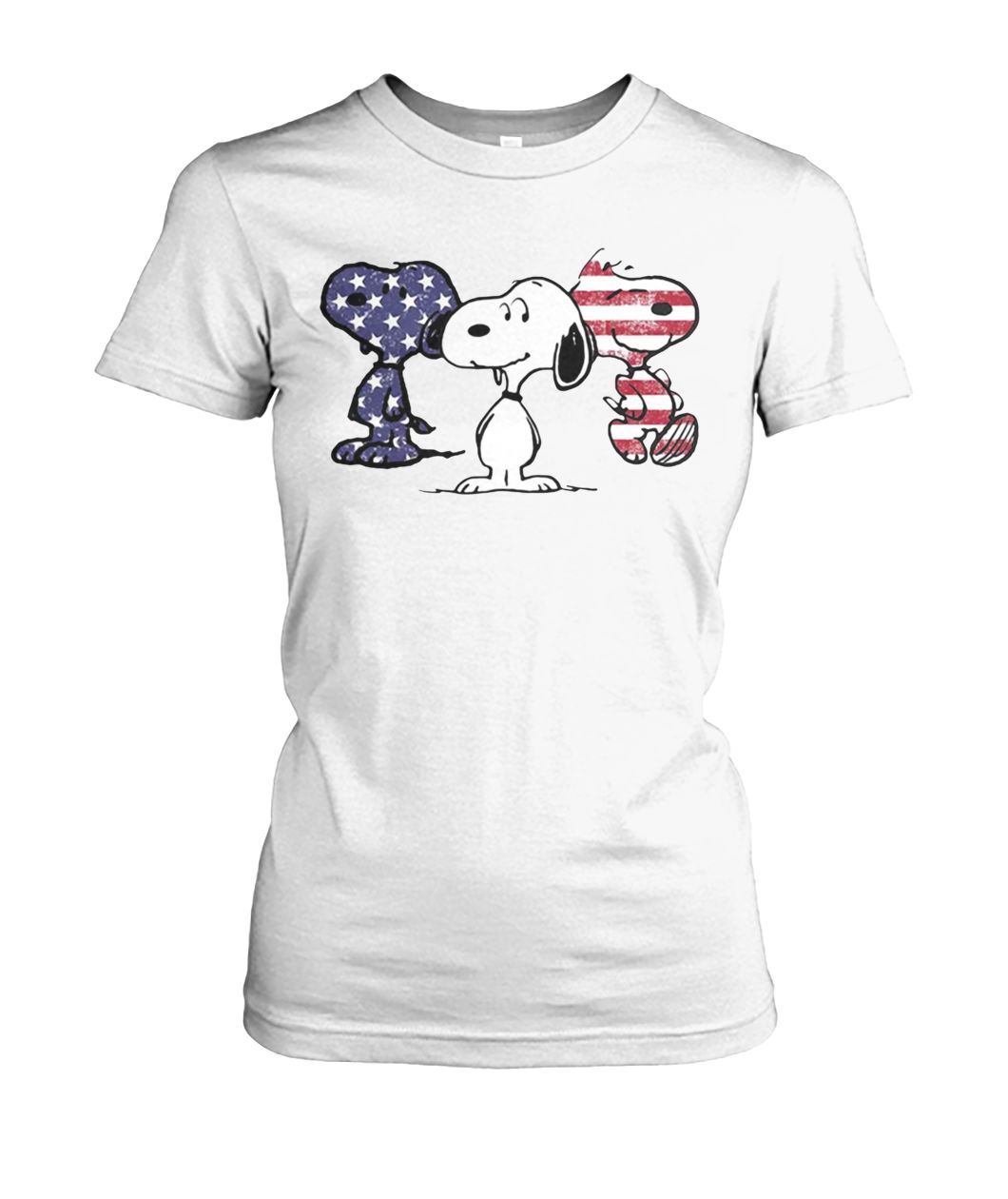 Snoopy america flag 4th of july women's crew tee