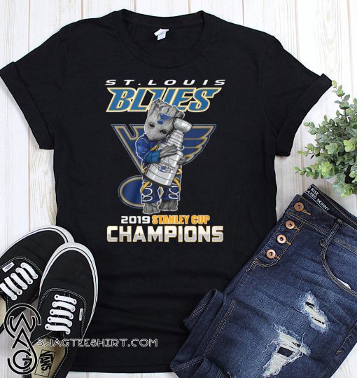 St louis blues 2019 baby groot hugs stanley cup champions shirt
