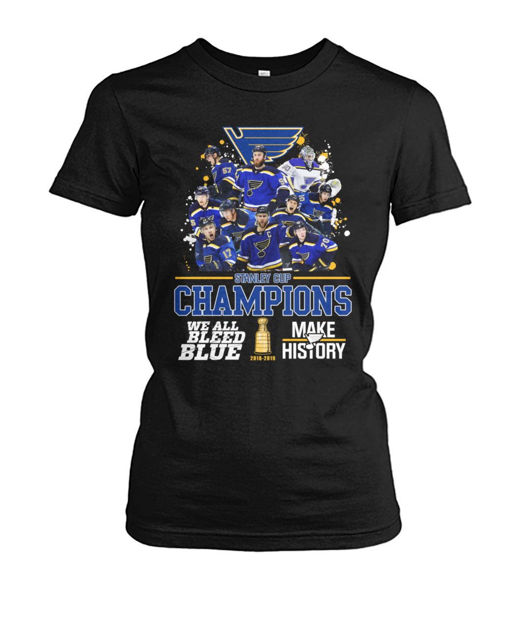 St louis blues 2019 stanley cup champions team names women's crew tee