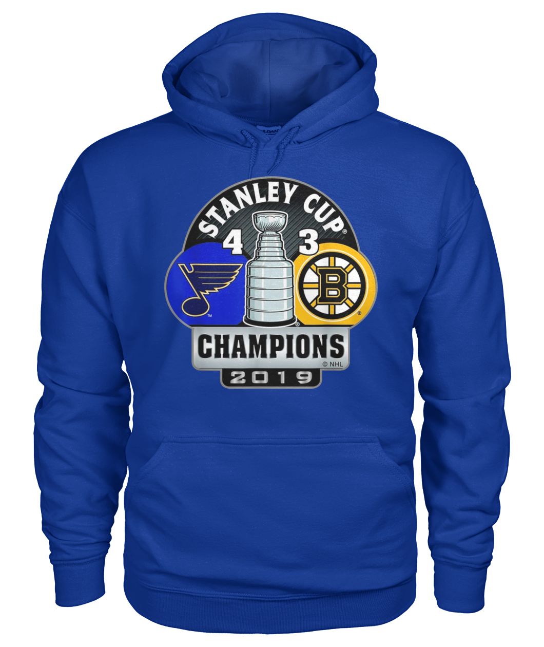 Stanley cup champions st louis blues 4 3 boston bruins 2019 gildan hoodie