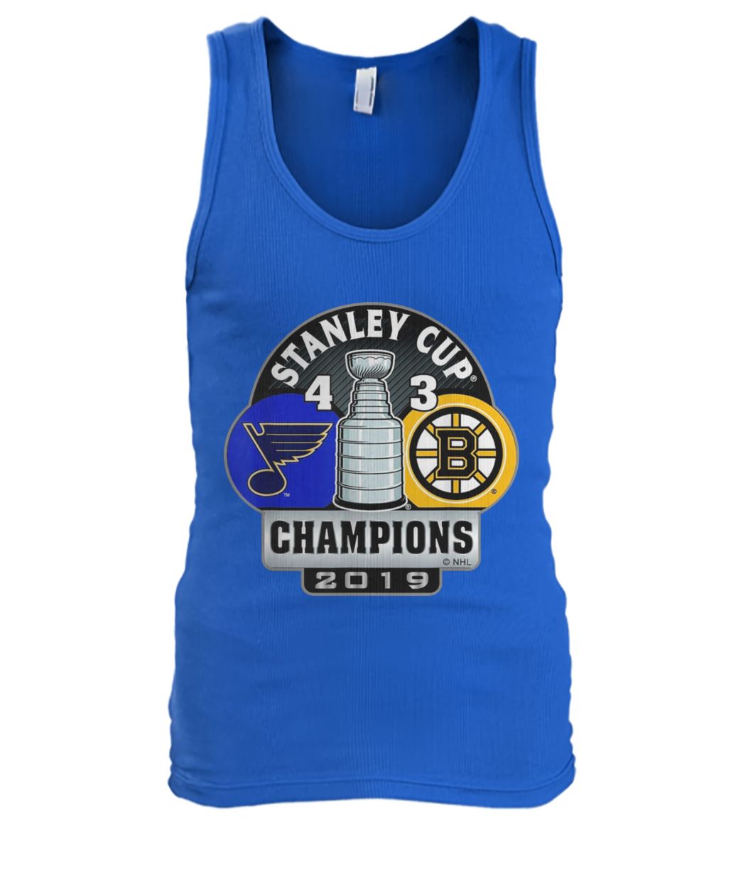 Stanley cup champions st louis blues 4 3 boston bruins 2019 men's tank top