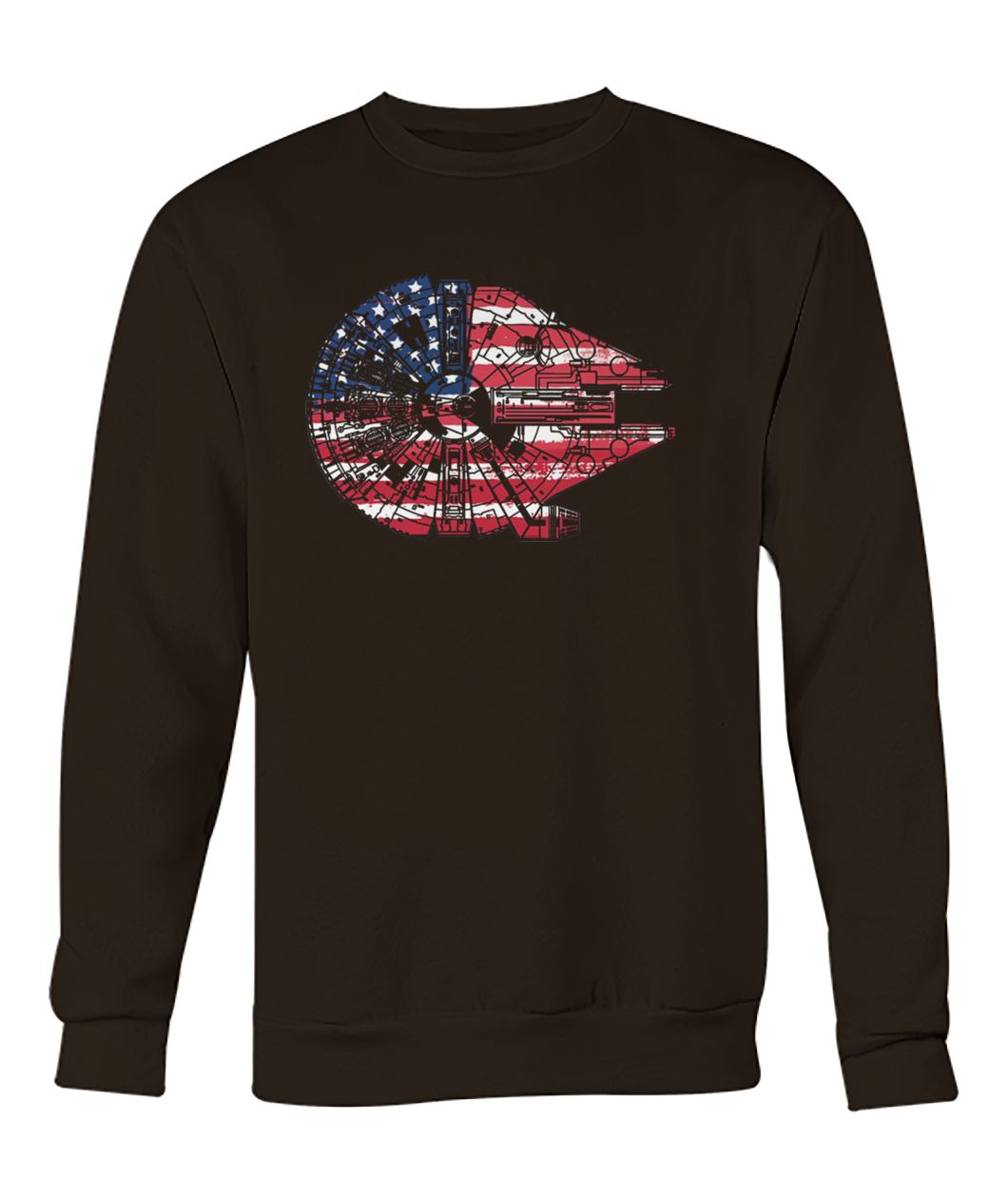 Star wars millennium falcon united states flag crew neck sweatshirt