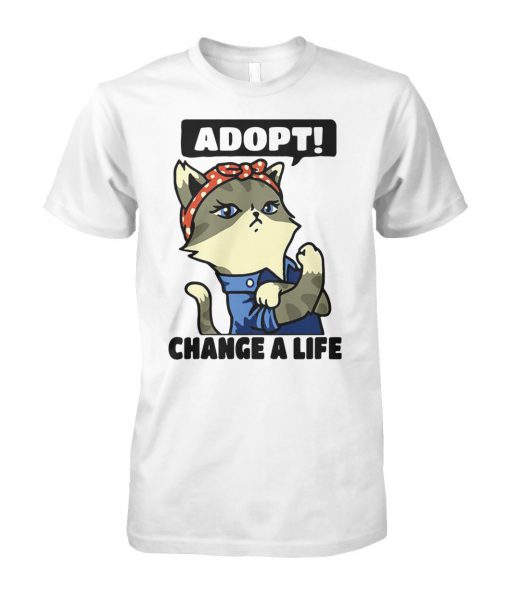 Strong cat lady adopt change a life unisex cotton tee
