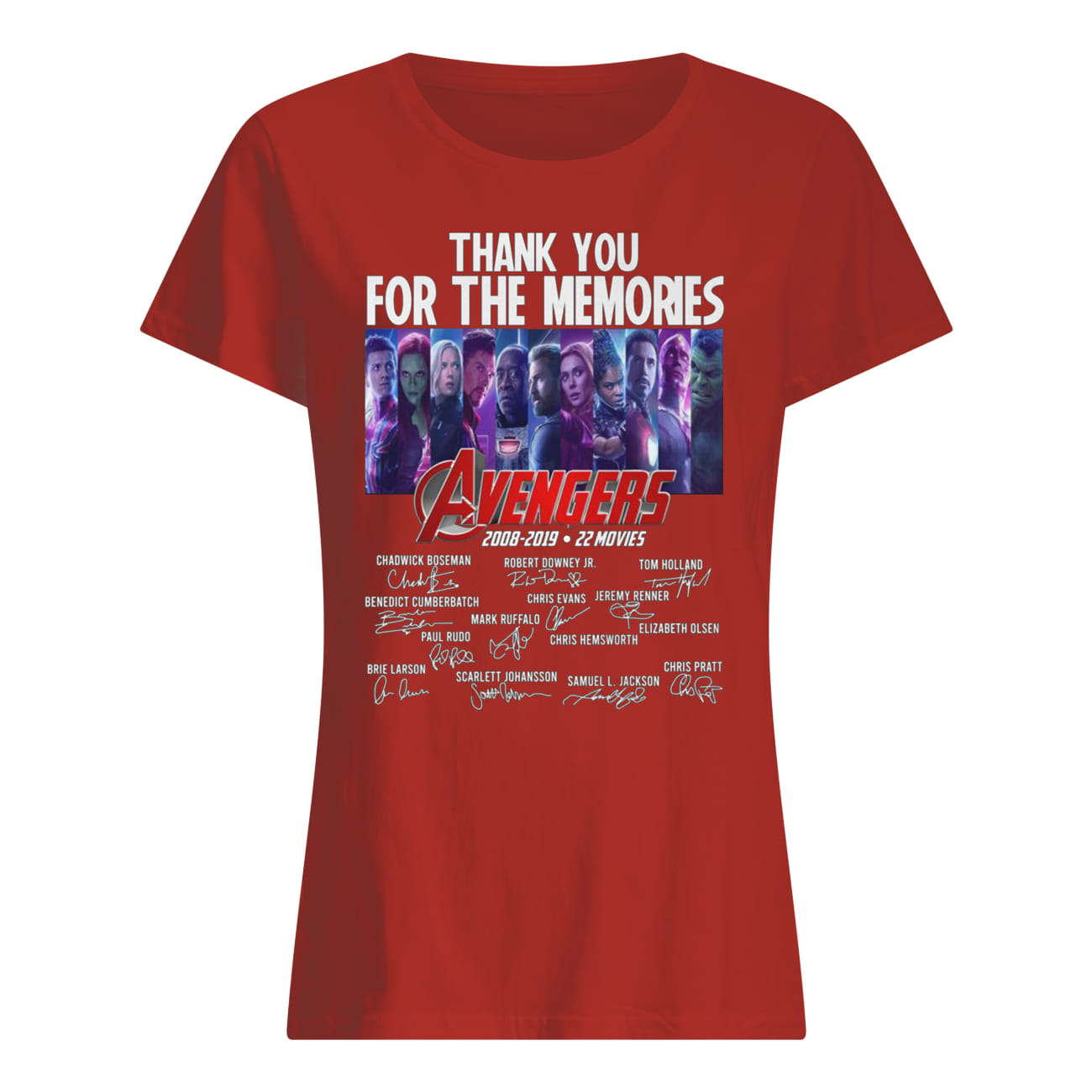 Thank you for the memories avengers 2008-2019 22 movies signature lady shirt