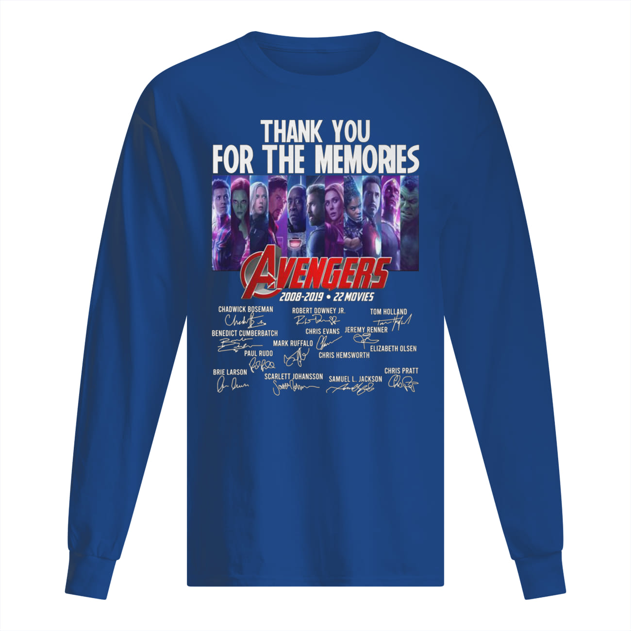 Thank you for the memories avengers 2008-2019 22 movies signature longsleeve