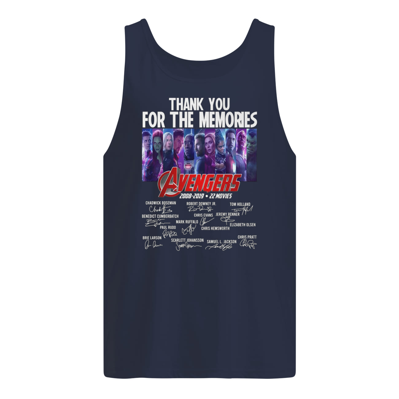 Thank you for the memories avengers 2008-2019 22 movies signature tank top