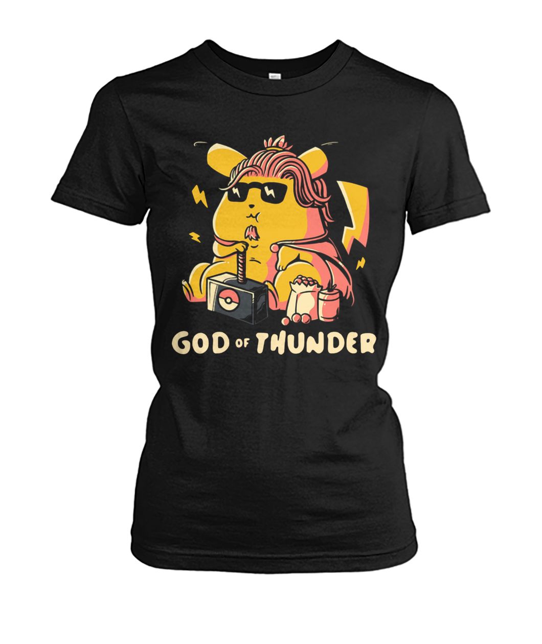 Thor style pikachu the god of thunder women's crew tee