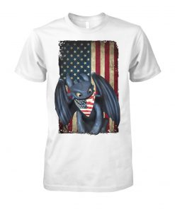 Toothless american flag 4th of july unisex cotton tee