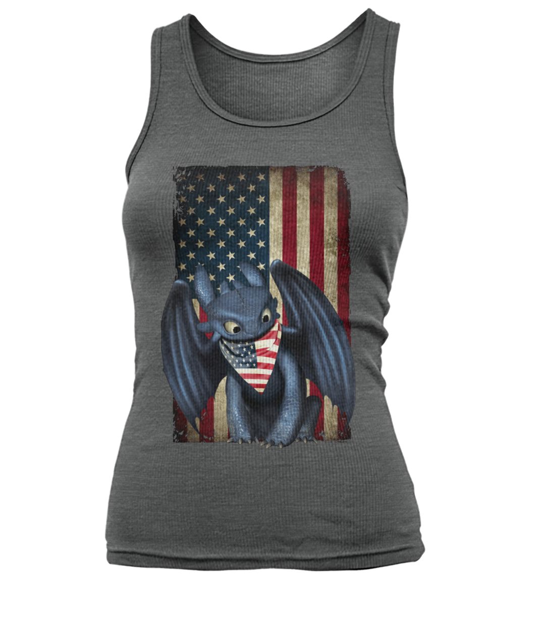 Toothless american flag 4th of july women's tank top