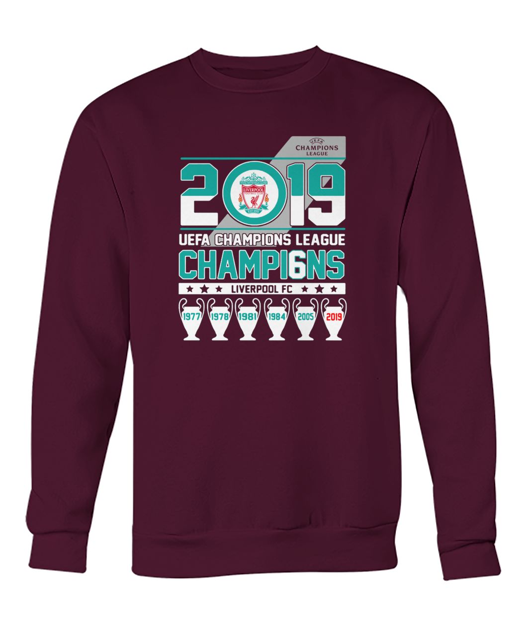 UEFA champions league 2019 champions liverpool fc crew neck sweatshirt