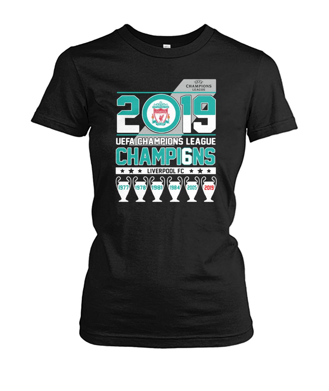 UEFA champions league 2019 champions liverpool fc women's crew tee