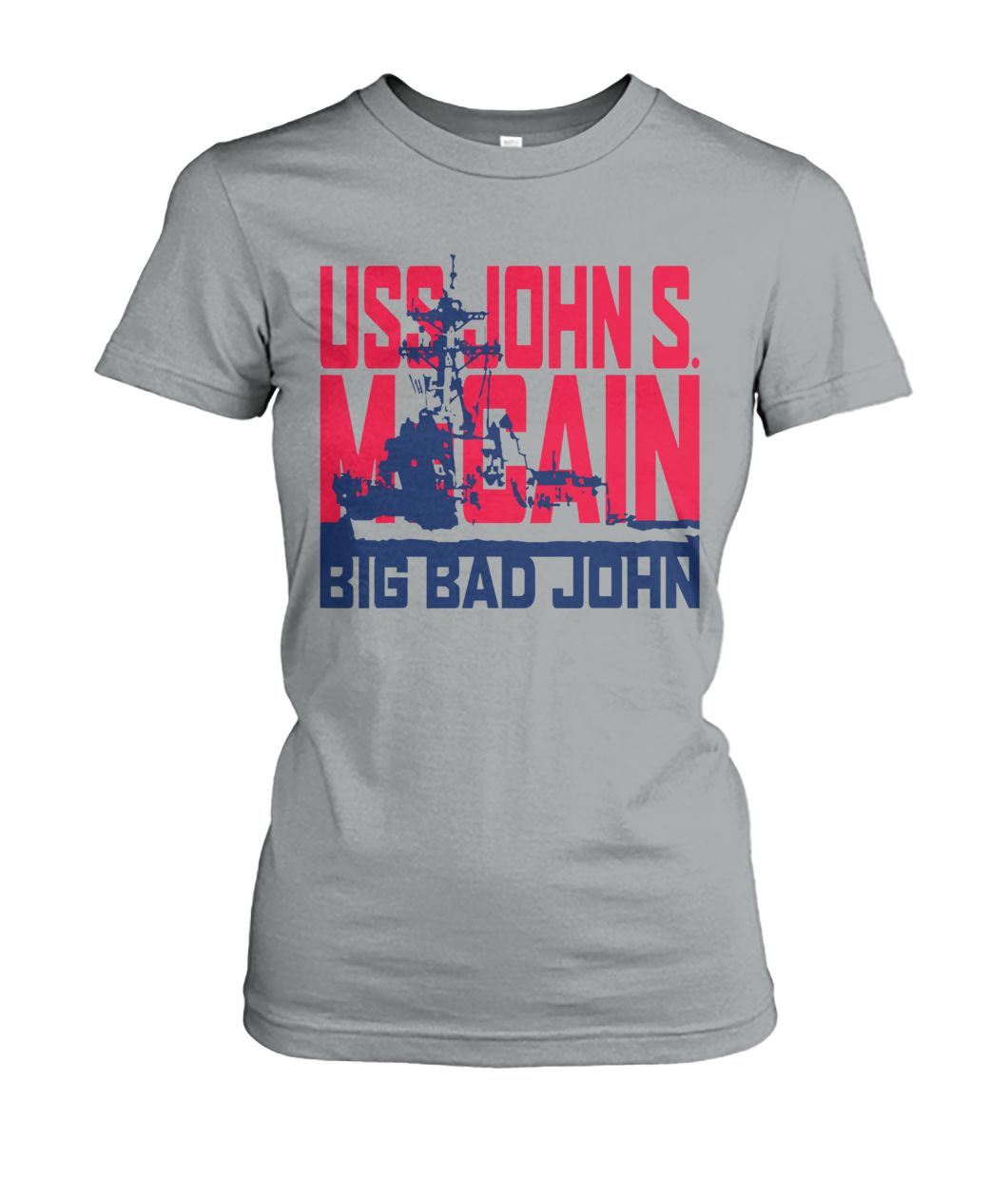 USS John S McCain big bad john support our vets women's crew tee