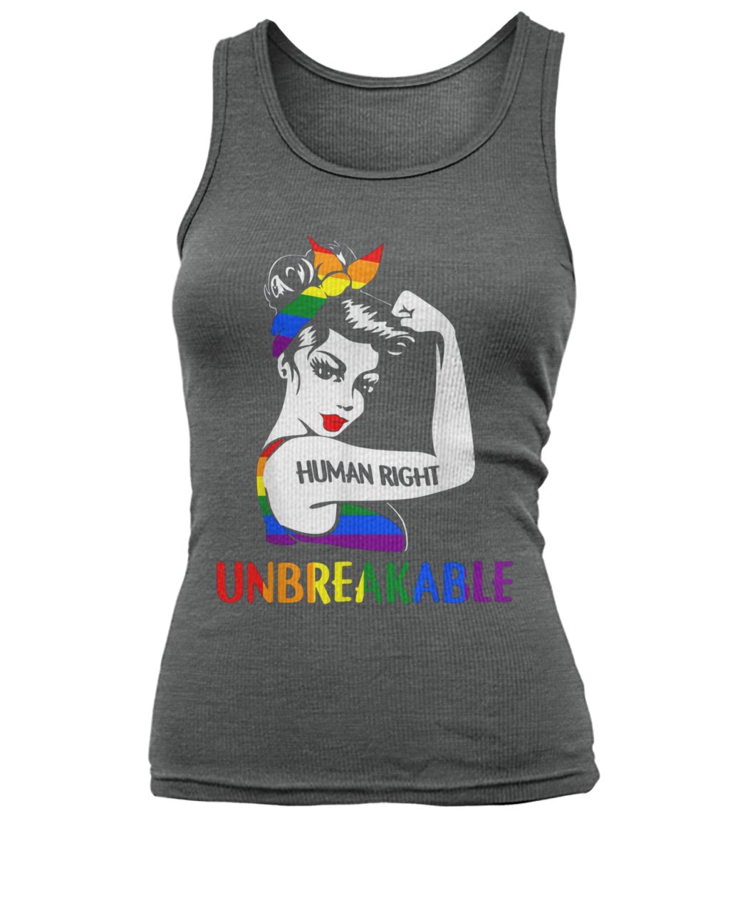 Unbreakable human right gay les pride rainbow women's tank top