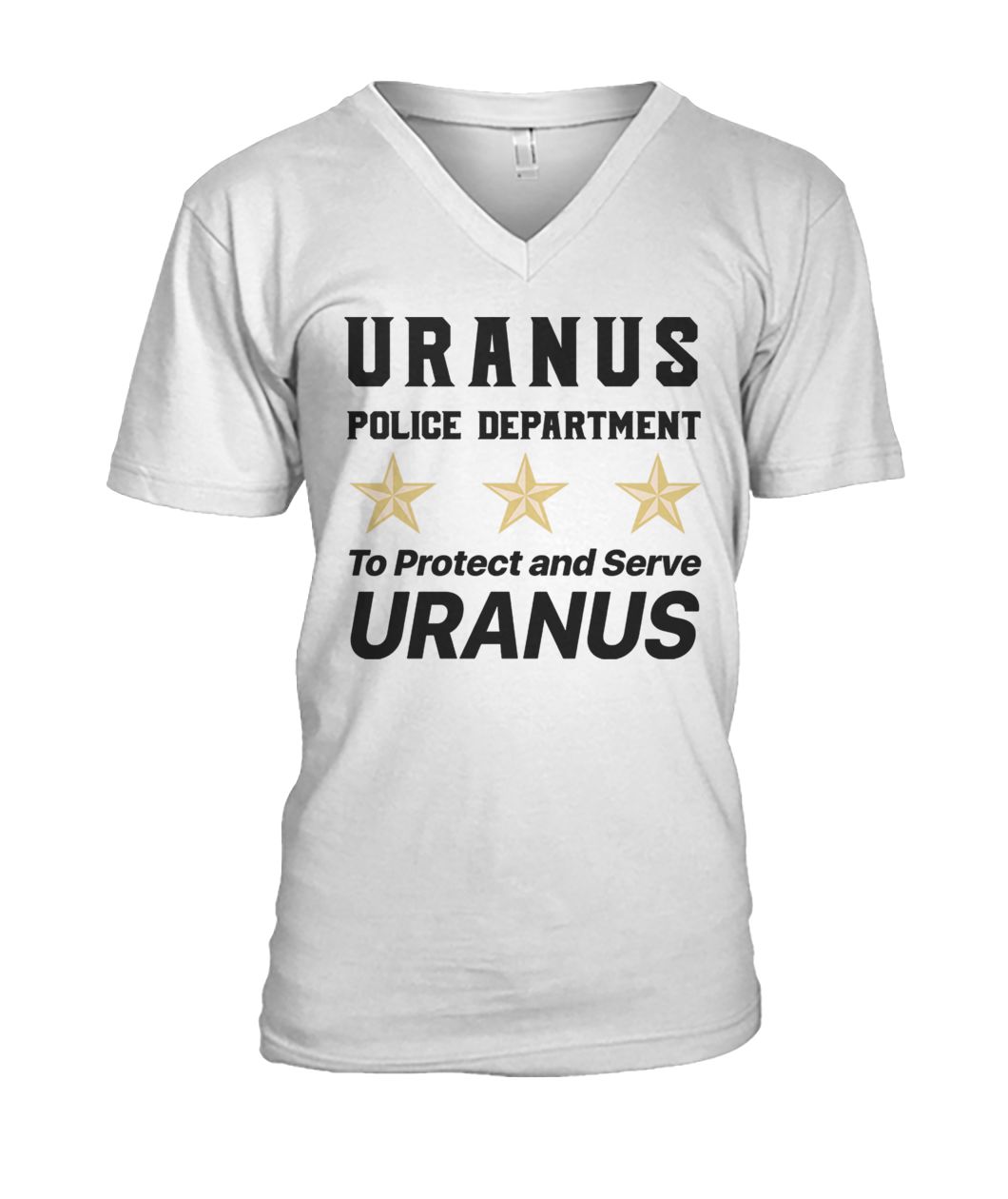 Uranus police department to protect and serve uranus mens v-neck