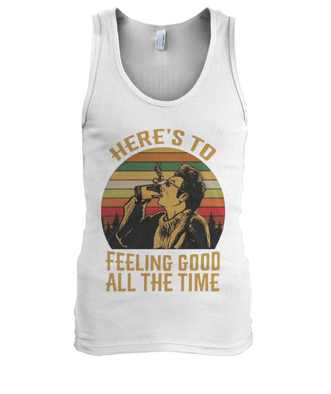Vintage krame here's to feeling good all the time seinfeld men's tank top