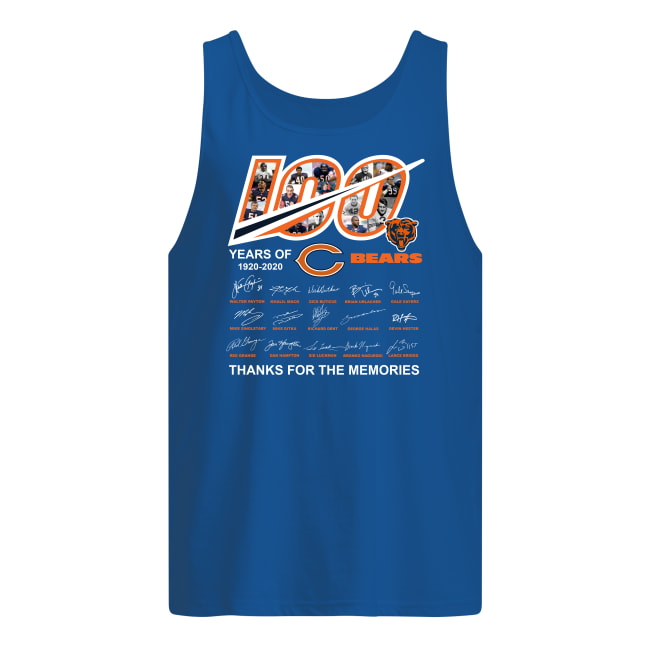 100 year of chicago bears 1920-2020 thanks for the memories signatures men's tank top