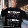 18 years of fast and furious 2001-2019 9 movies signatures thank you for the memories shirt
