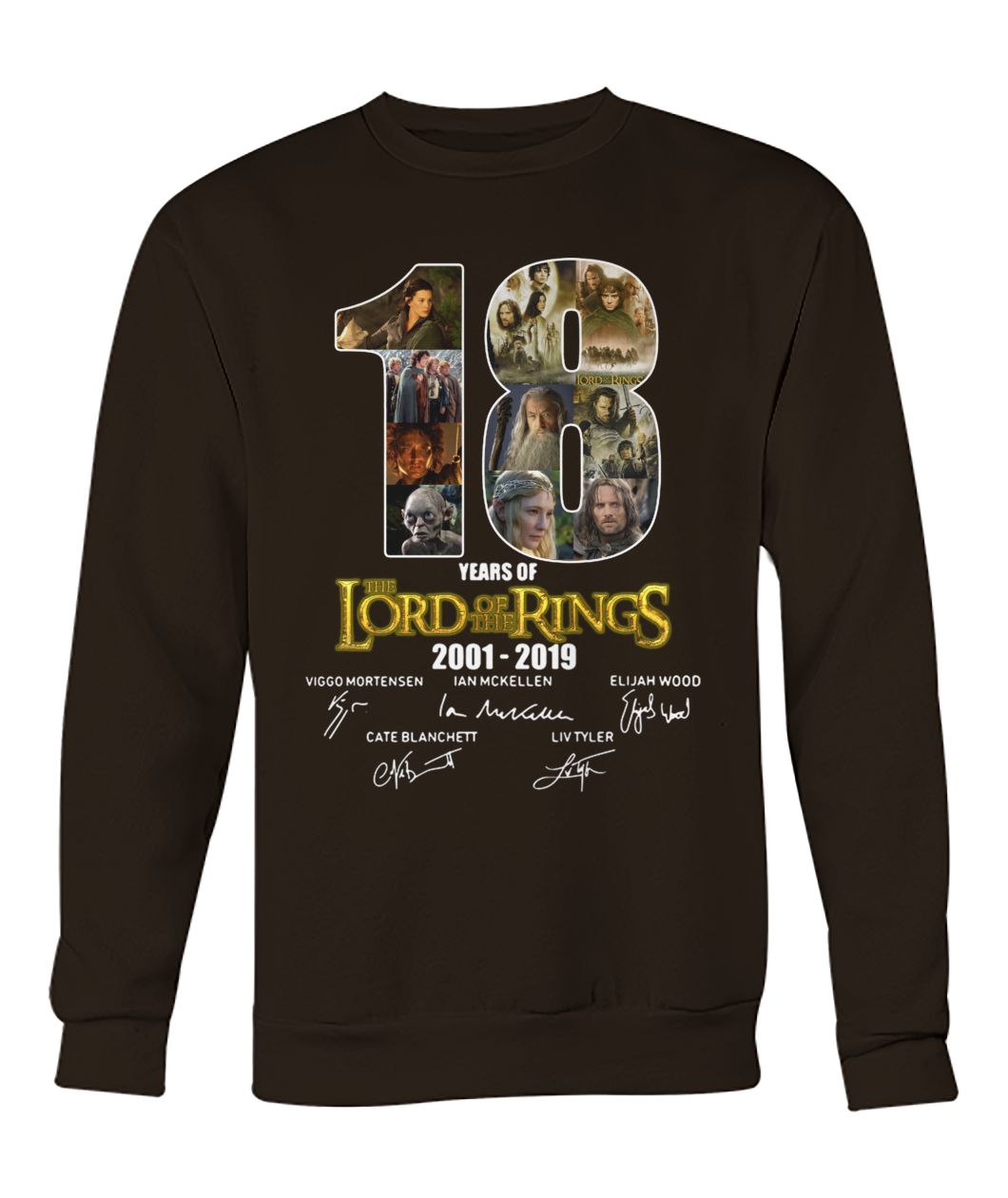 18 years of the lord of the rings 2001 2019 signatures crew neck sweatshirt