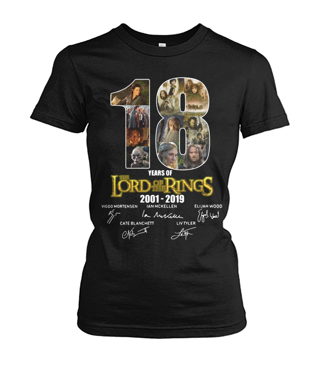 18 years of the lord of the rings 2001 2019 signatures women's crew tee