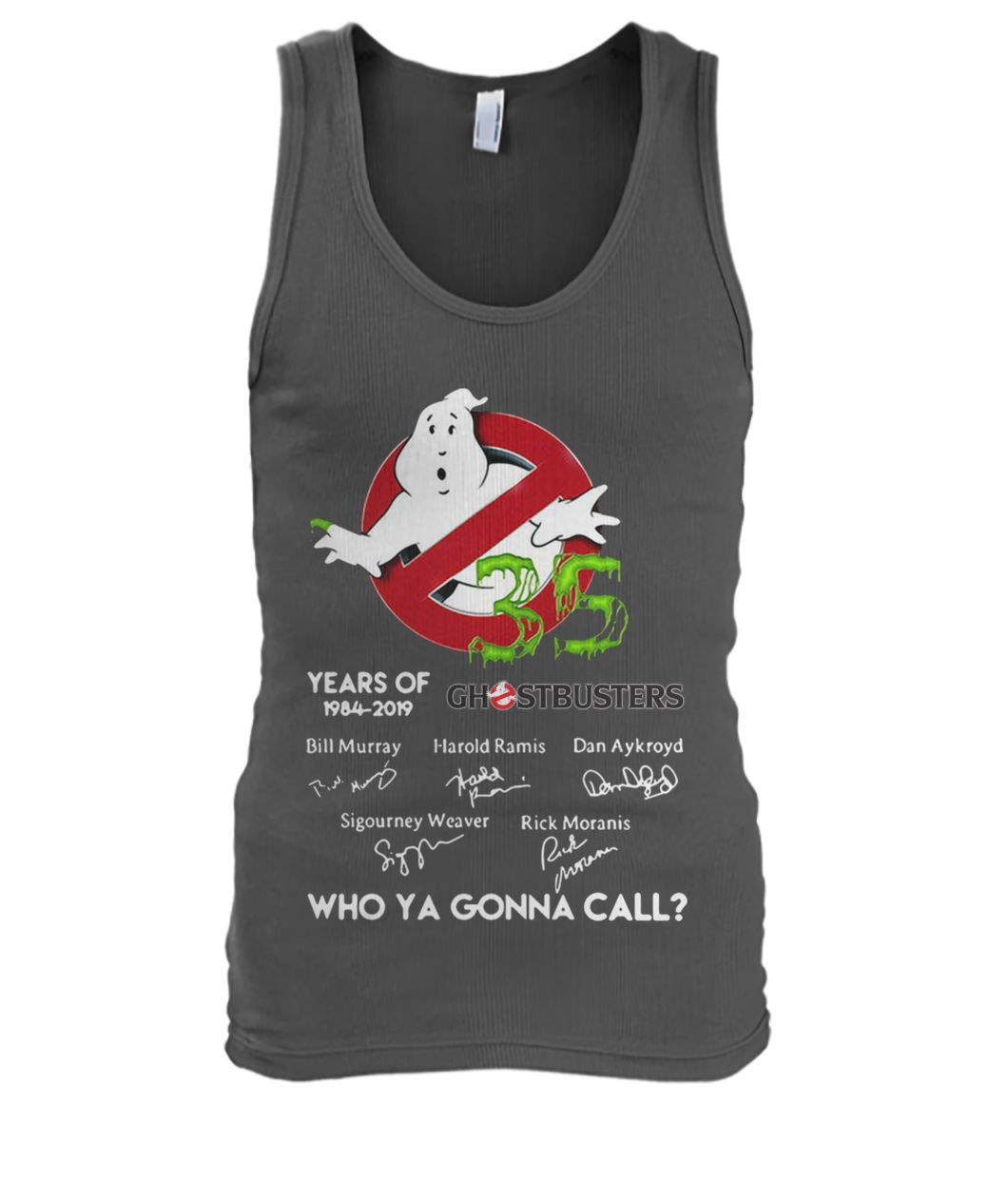 35 years of ghostbusters 1984 2019 signatures who ya gonna call men's tank top