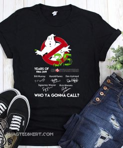 35 years of ghostbusters 1984 2019 signatures who ya gonna call shirt