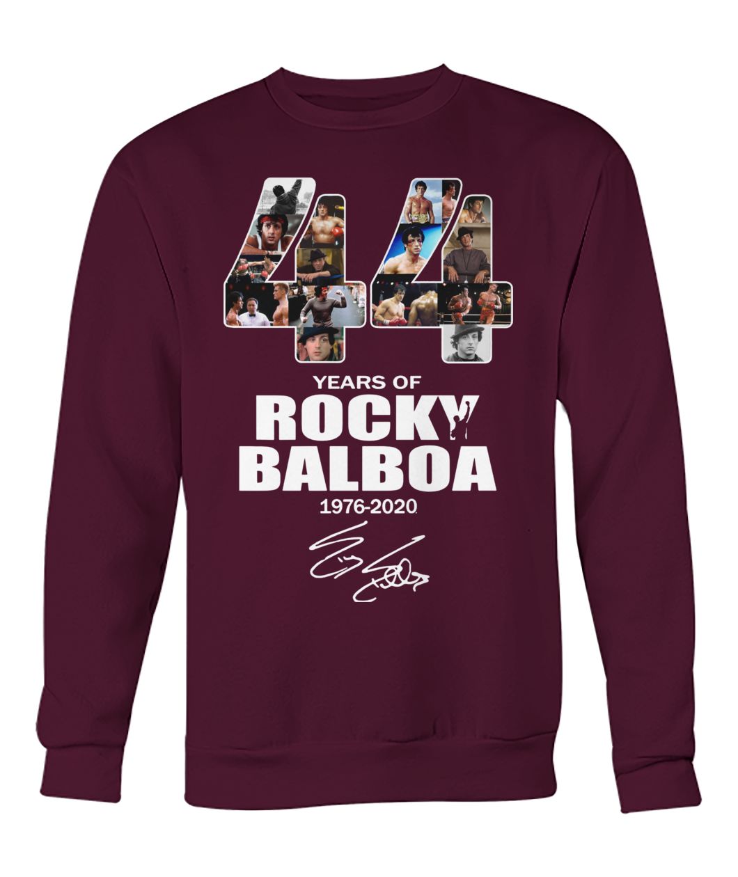44 years of rocky balboa 1976 2020 signature crew neck sweatshirt