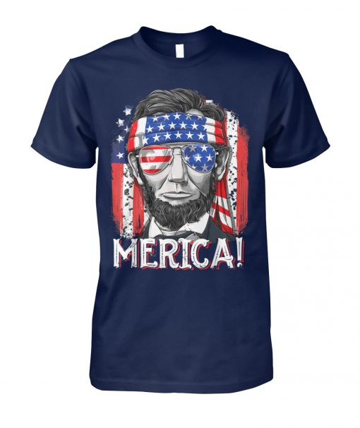 4th of july merica abe lincoln unisex cotton tee