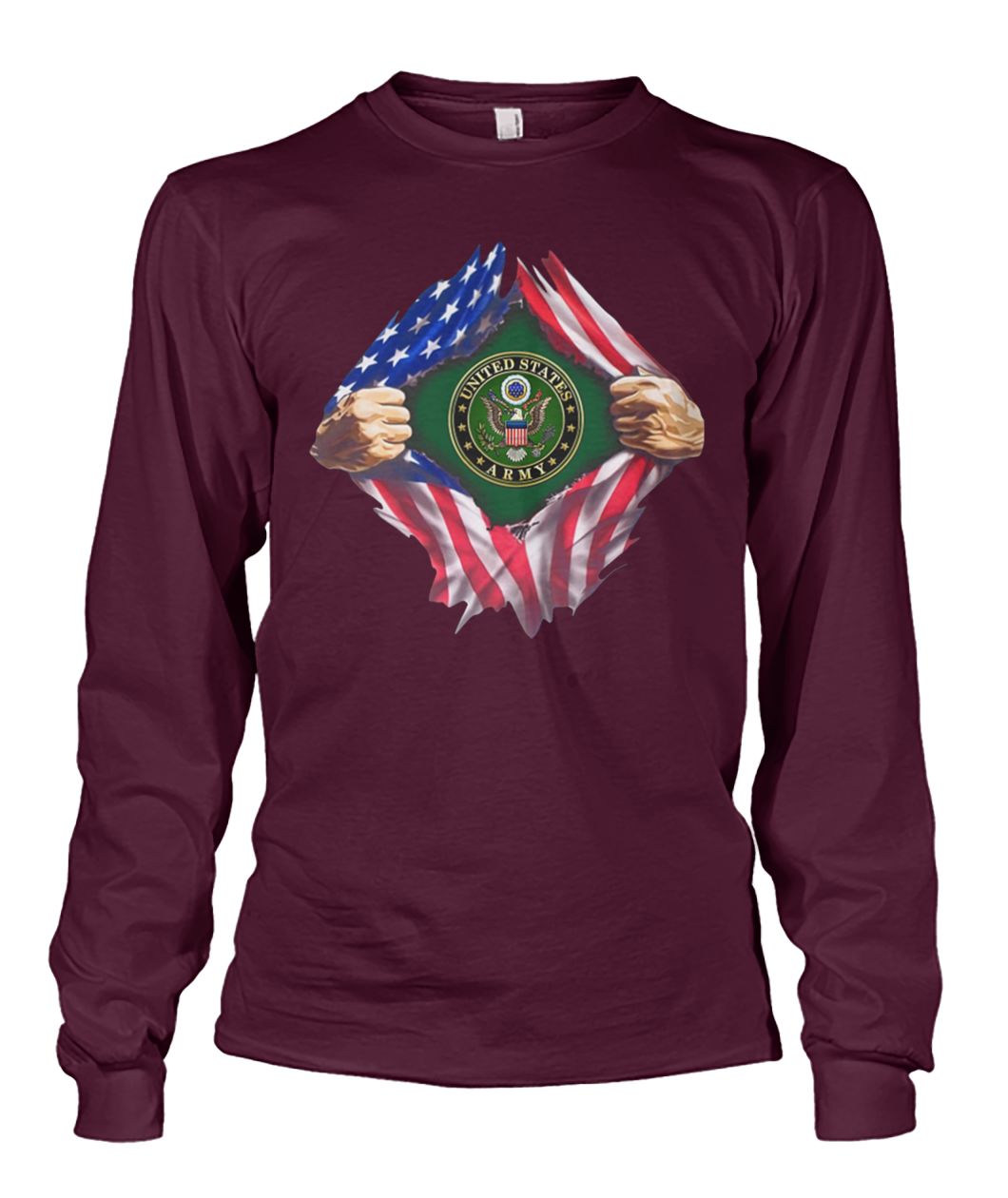 4th of july united states army inside american flag unisex long sleeve
