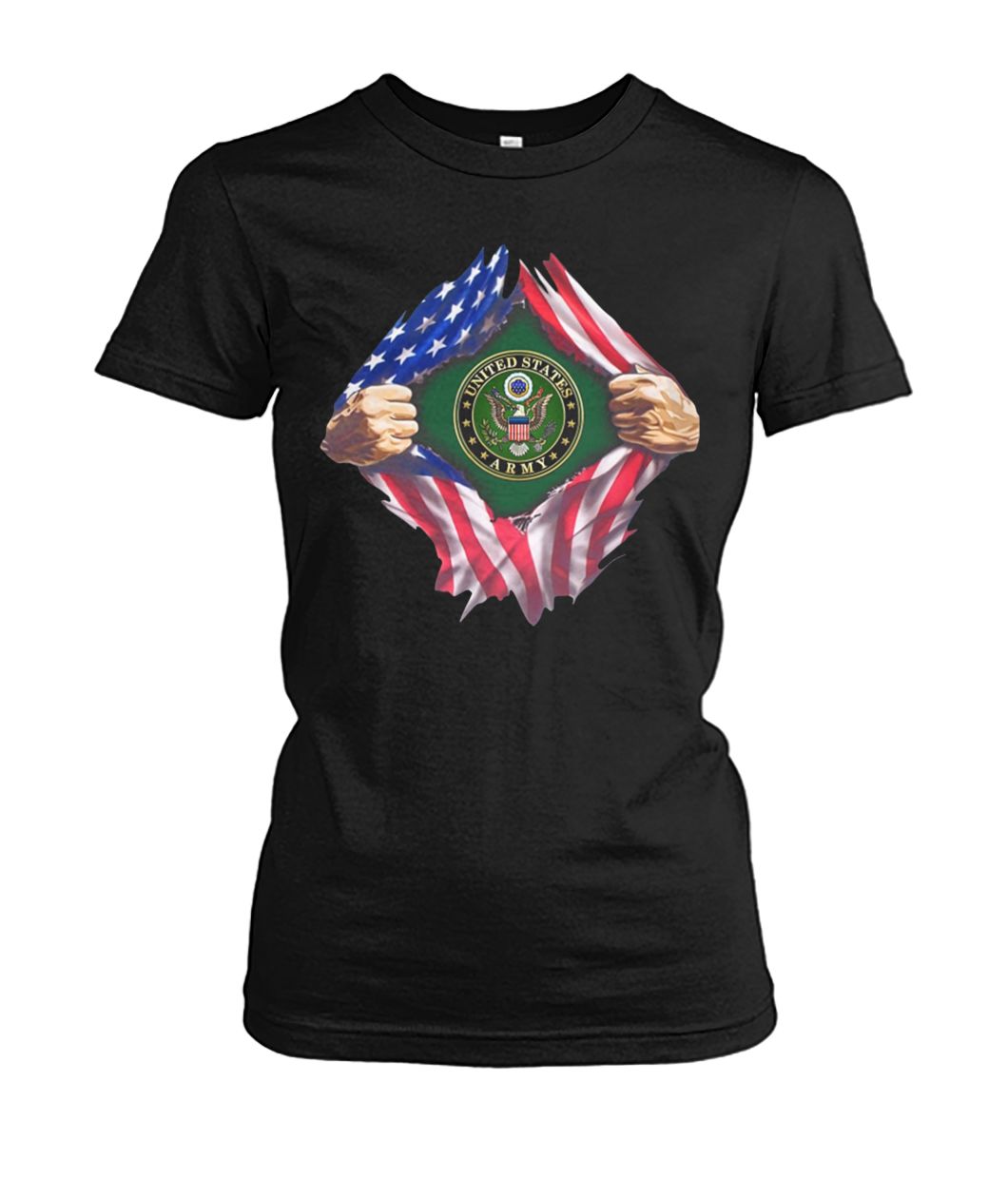 4th of july united states army inside american flag women's crew tee