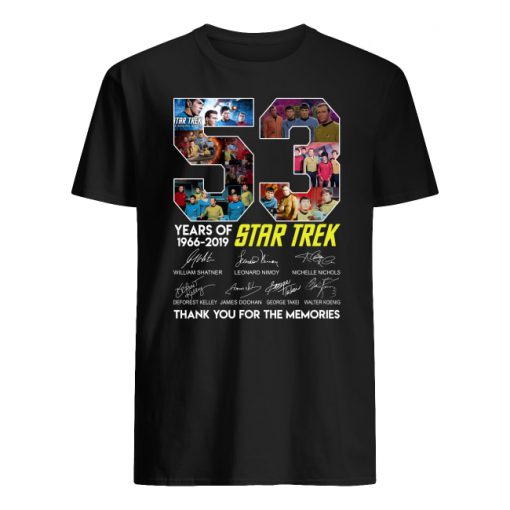 53 years of star trek 1966-2019 signatures thank you for the memories men's shirt