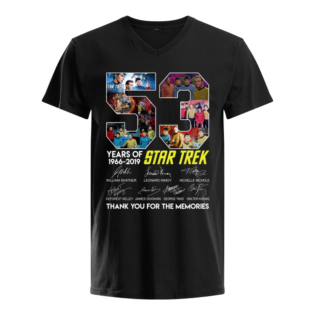 53 years of star trek 1966-2019 signatures thank you for the memories men's v-neck