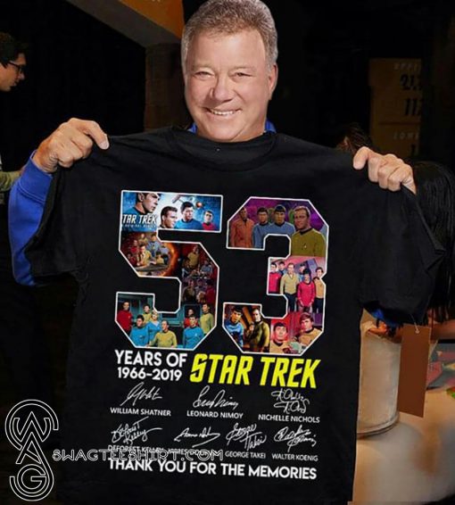 53 years of star trek 1966-2019 signatures thank you for the memories shirt