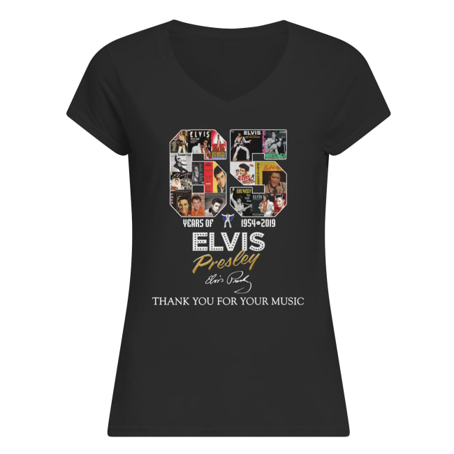 65 years of elvis presley 1954 2019 signature thank you for the memories women's v-neck