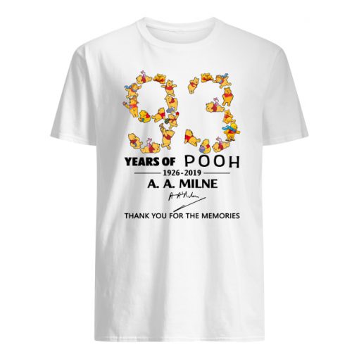 93 years of pooh 1926-2019 thank you for the memories signature men's shirt