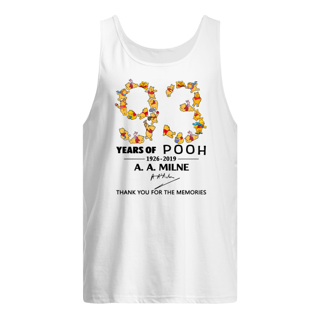 93 years of pooh 1926-2019 thank you for the memories signature men's tank top